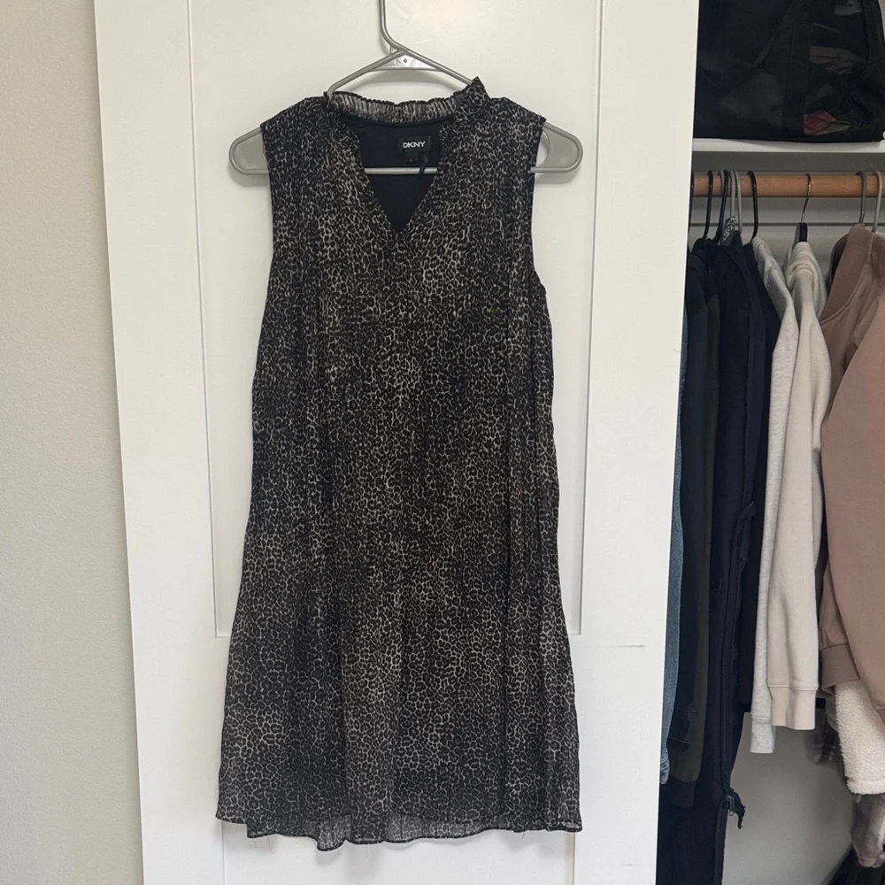 DKNY Sleeveless Leopard Print Dress - Picture 1 of 5
